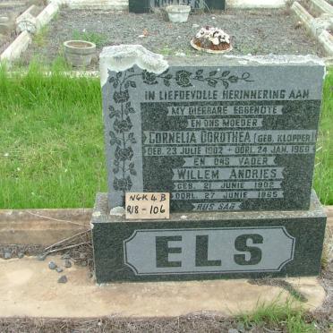 ELS Willem Andries 1902-1965 &amp; Cornelia Dorothea KLOPPER 1902-1960