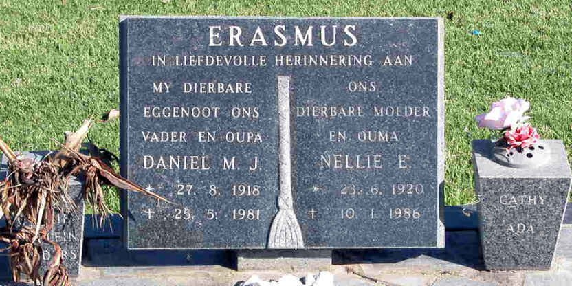 ERASMUS Daniel M.J. 1918-1981 &amp; Nellie E. 1920-1986