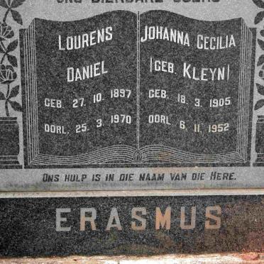 ERASMUS Lourens Daniel 1897-1970 &amp; Johanna Cecilia KLEYN 1905-1952