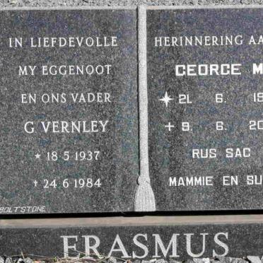 ERASMUS G. Vernley 1937-1984 :: ERASMUS George M. 1963-2001