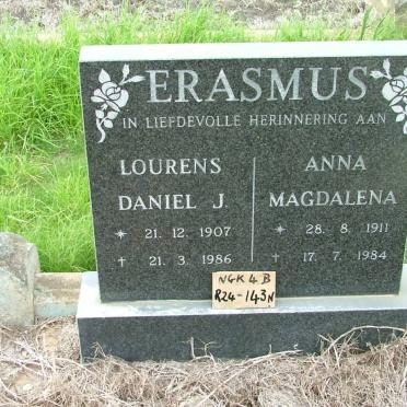 ERASMUS Lourens Daniel J. 1907-1986 &amp; Anna Magdalena 1911-1984