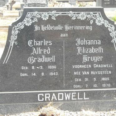 GRADWELL Charles Alfred 1896-1943 &amp; Johanna Elizabeth KRUGER voorheen GRADWELL nee VAN HUYSTEEN 1905-1970