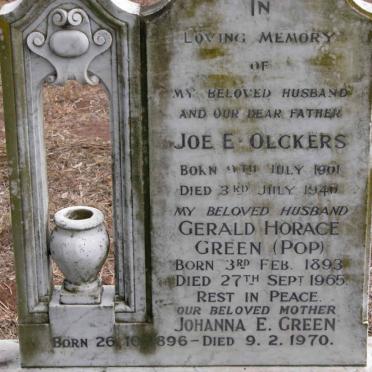 GREEN Gerald Horace 1893-1965 &amp; Johanna E. 1896-1970 :: OLCKERS Joe E. 1901-1948  