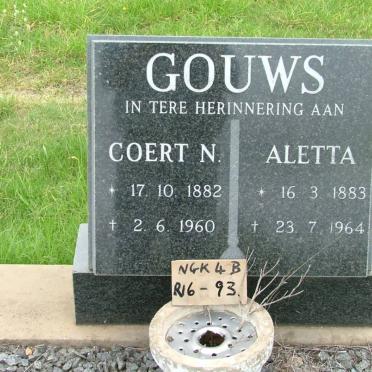 GOUWS Coert N. 1882-1960 &amp; Aletta 1883-1964
