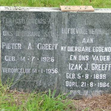 GREEFF Izak J. 1899-1964 :: GREEFF Pieter A. 1926-1956
