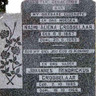 GROBBELAAR Johannes Hendrickus 1885-1966 &amp; Naomi Aliena 1887-1953