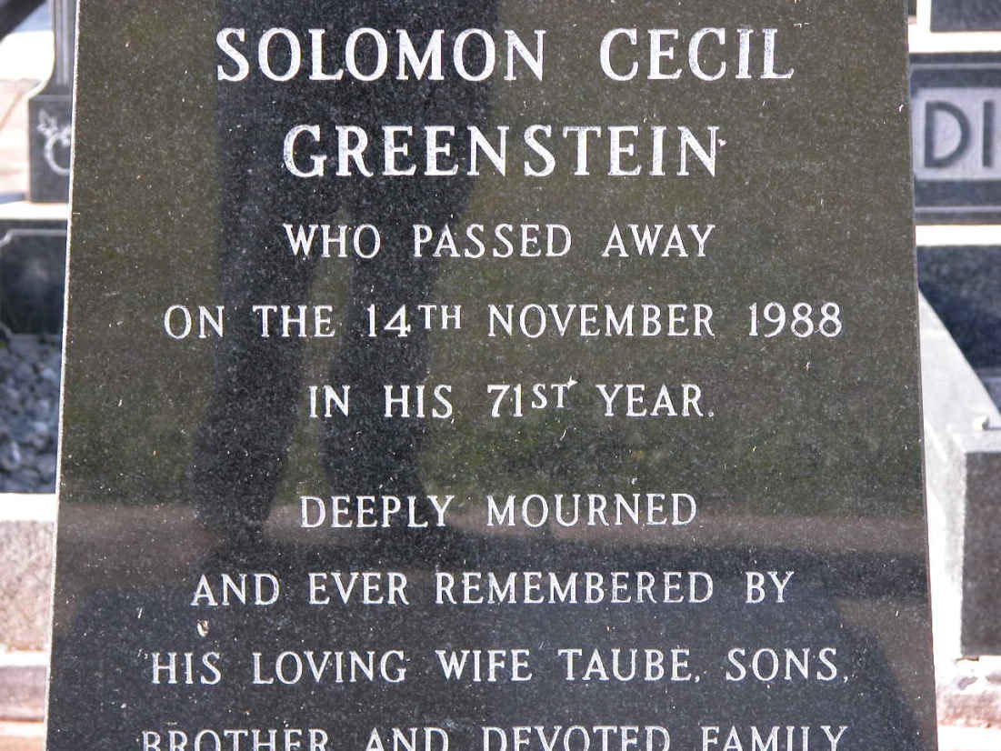 GREENSTEIN Solomon Cecil -1988