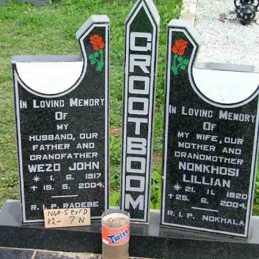 GROOTBOOM Wezo John 1917-2004 &amp; Nomkhosi Lillian 1920-2004
