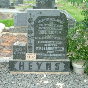 HEYNS Solomon Petrus 1894-1962 &amp; Aletta Johanna 1901-1999