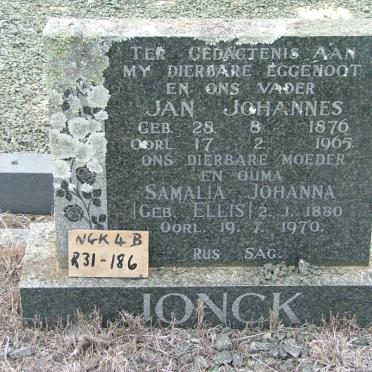 JONCK Jan Johannes 1876-1965 &amp; Samalia Johanna ELLIS 1880-1970