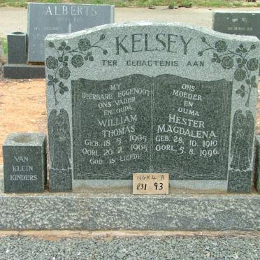 KELSEY William Thomas 1905-1965 &amp; Hester Magdalena 1910-1996