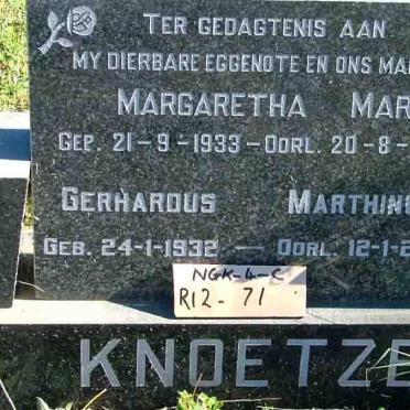 KNOETZE Gerhardus Marthinus 1932-2000 &amp; Margaretha Maria 1933-1968