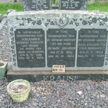 KRAUSE Jacobus Johannes 1870-1964 &amp; Anna Margaretha DIEDERICKS 1894-1968 :: KRAUSE Johannes 1932-1964
