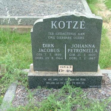 KOTZÉ Dirk Jacobus 1899-1964 &amp; Johanna Petronella 1907-1987