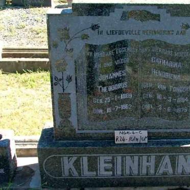 KLEINHANS Johannes Theodorus  1889-1962 &amp; Catharina Hendrina VAN TONDER 1894-1976