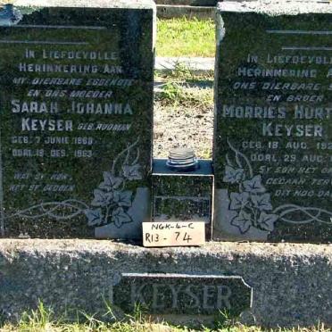 KEYSER Sarah Johanna RUDMAN 18?0-1963 :: KEYSER Morries Hurtley 1921-1958
