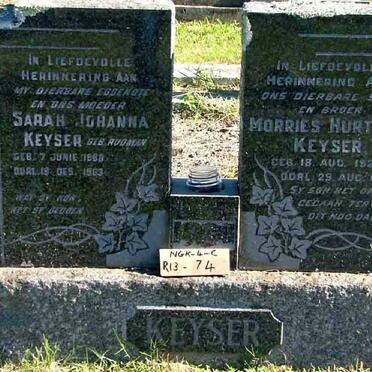 KEYSER Sarah Johanna RUDMAN 18?0-1963 :: KEYSER Morries Hurtley 1921-1958