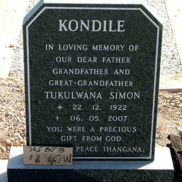 KONDILE Tukulwana Simon 1922-2007
