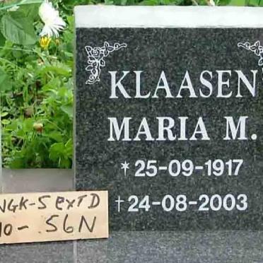 KLAASEN Maria M. 1917-2003