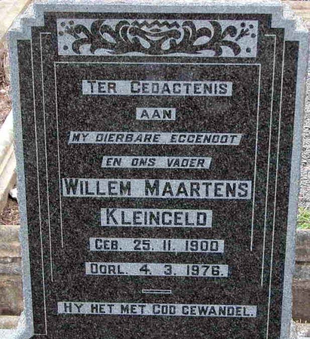 KLEINGELD Willem Maartens 1900-1976