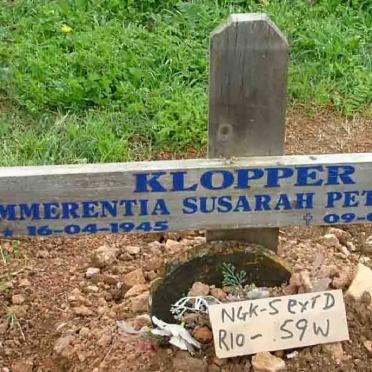 KLOPPER Emmerentia Susarah Petronella 1945-2003