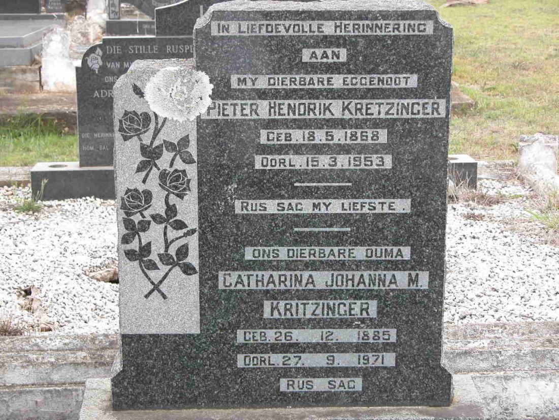 KRETZINGER Pieter Hendrik 1868-1953 &amp; Catharina Johanna M. 1885-1971