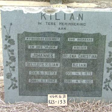 KILIAN Johannes Deetlefs 1873-1962 &amp; Helena Christina 1876-1965