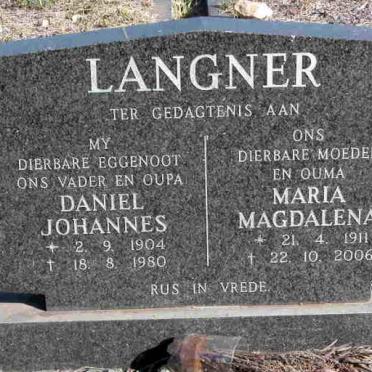 LANGNER Daniel Johannes 1904-1980 &amp; Maria Magdalena 1911-2006