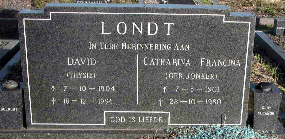 LONDT David 1904-1996 &amp; Catharina Francina JONKER 1901-1980