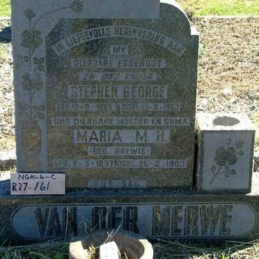 MERWE Stephen George, van der 18?5-19?3 &amp; Maria M.H. BREWIS 1897-1983