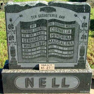NELL Gerhardus Marthinus 1881-1963 &amp; Cornelia Hendrina Magdalena 1898-1978