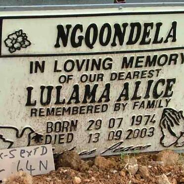 NGQONDELA Lulama Alice 1974-2003