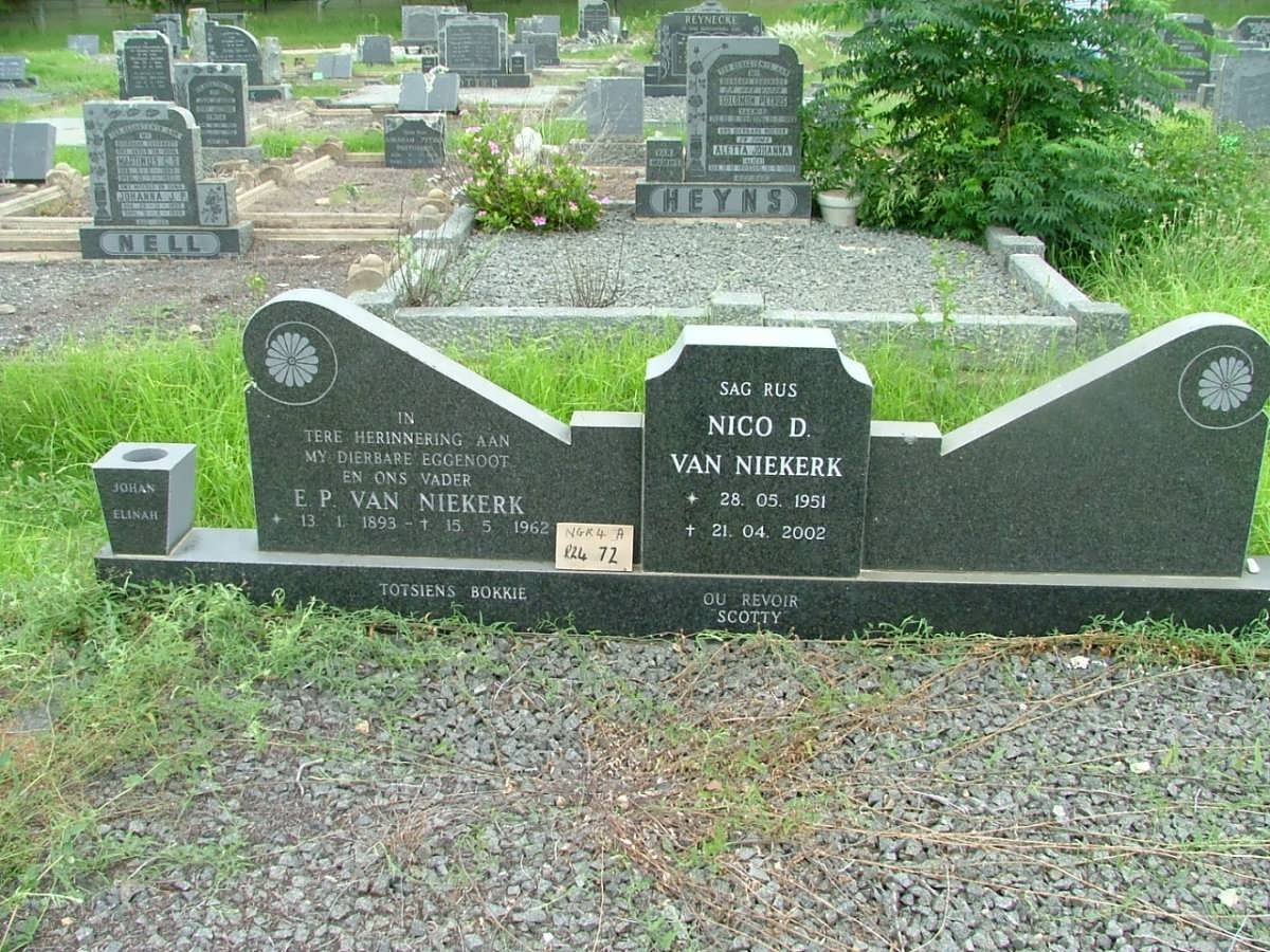 NIEKERK E.P., van 1893-1962 :: VAN NIEKERK Nico D. 1951-2002