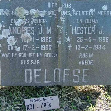 OELOFSE Andries J.M. 1885-1965 &amp; Hester J. 1898-1984