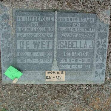 RAUTENBACH De Wet 1902-1961 &amp; Isabella J. MEYER 1908-1968