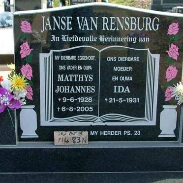 RENSBURG Matthys Johannes, Janse van 1928-2005 &amp; Ida 1931-