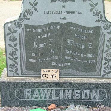 RAWLINSON Rynier F. 1898-1965 &amp; Maria E. 1906-1990