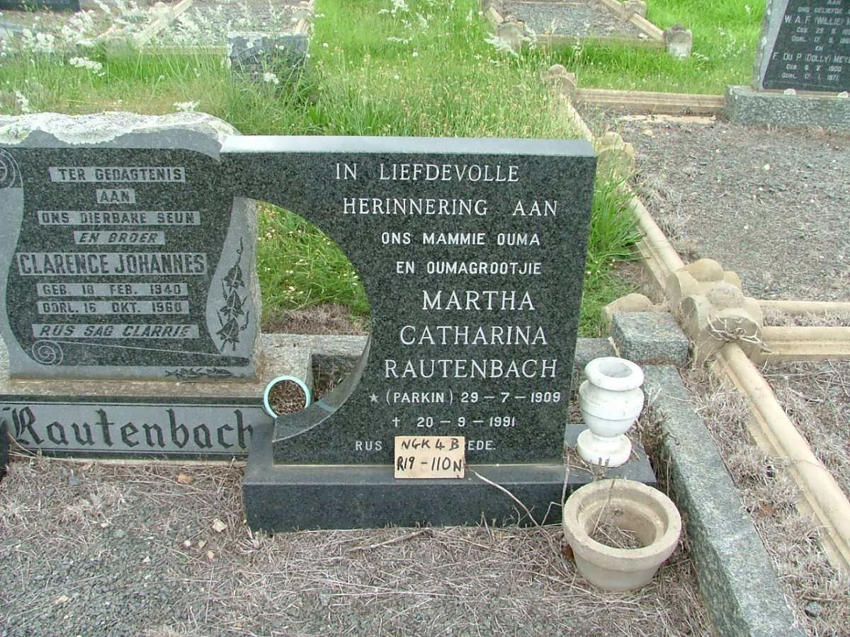 RAUTENBACH Martha Catharina nee PARKIN 1909-1991