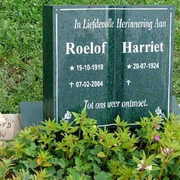 RENSBURG Roelof, van 1919-2004 &amp; Harriet 1924-