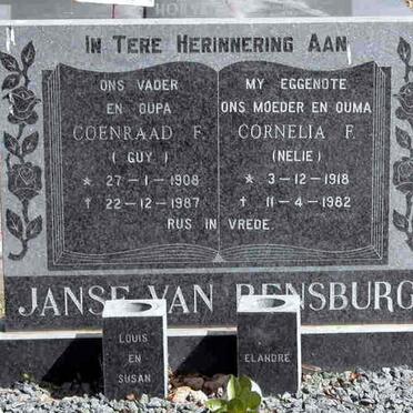 RENSBURG Coenraad F., Janse van 1908-1987 &amp; Cornelia F. 1918-1982
