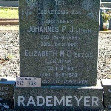 RADEMEYER Johannes P.J. 1908-1962 &amp; Elizabeth M.C. JENS 1911-1979