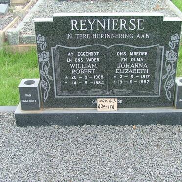 REYNIERSE William Robert 1908-1984 &amp; Johanna Elizabeth 1917-1997