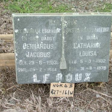 ROUX Gerhardus Jacobus, le 1903-1964 &amp; Catharine Louisa 1902-1978