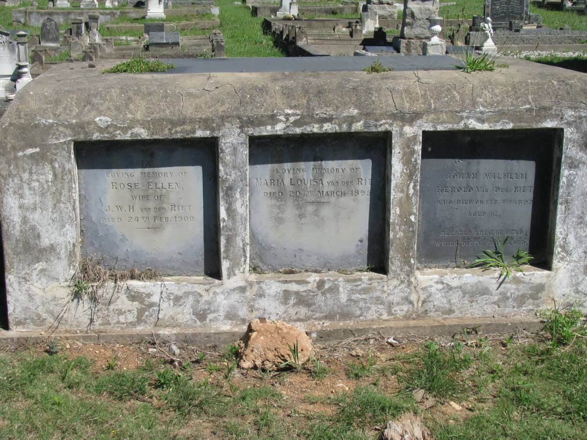 RIET Johan Wilhelm Herold, van der -1893 &amp; Rose Ellen -1900 :: VAN DER RIET Maria Louisa -1895