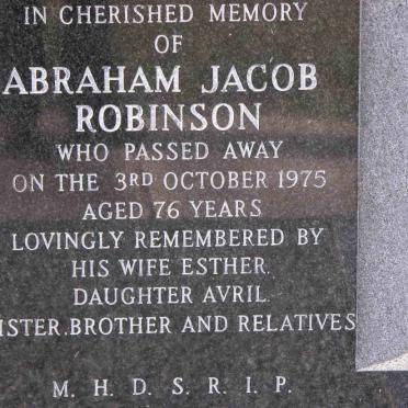 ROBINSON Abraham Jacob -1975 &amp; Esther -1990