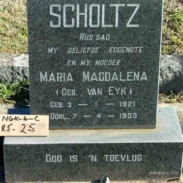 SCHOLTZ Maria Magdalena VAN EYK 1921-1955