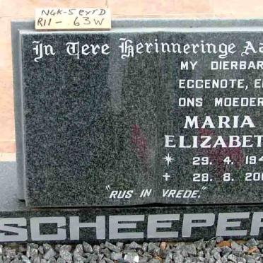 SCHEEPERS Maria Elizabeth 1944-2003