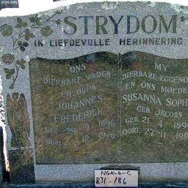 STRYDOM Johannes Frederick 1896-1970 &amp; Susanna Sophia JACOBS 1898-1964