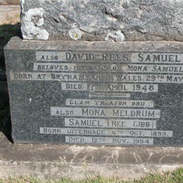SAMUEL David Rees 1879-1948 &amp; Mona Meldrum GIBB 1893-1954