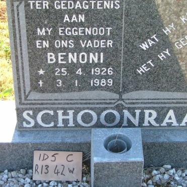 SCHOONRAAD Benoni 1926-1989